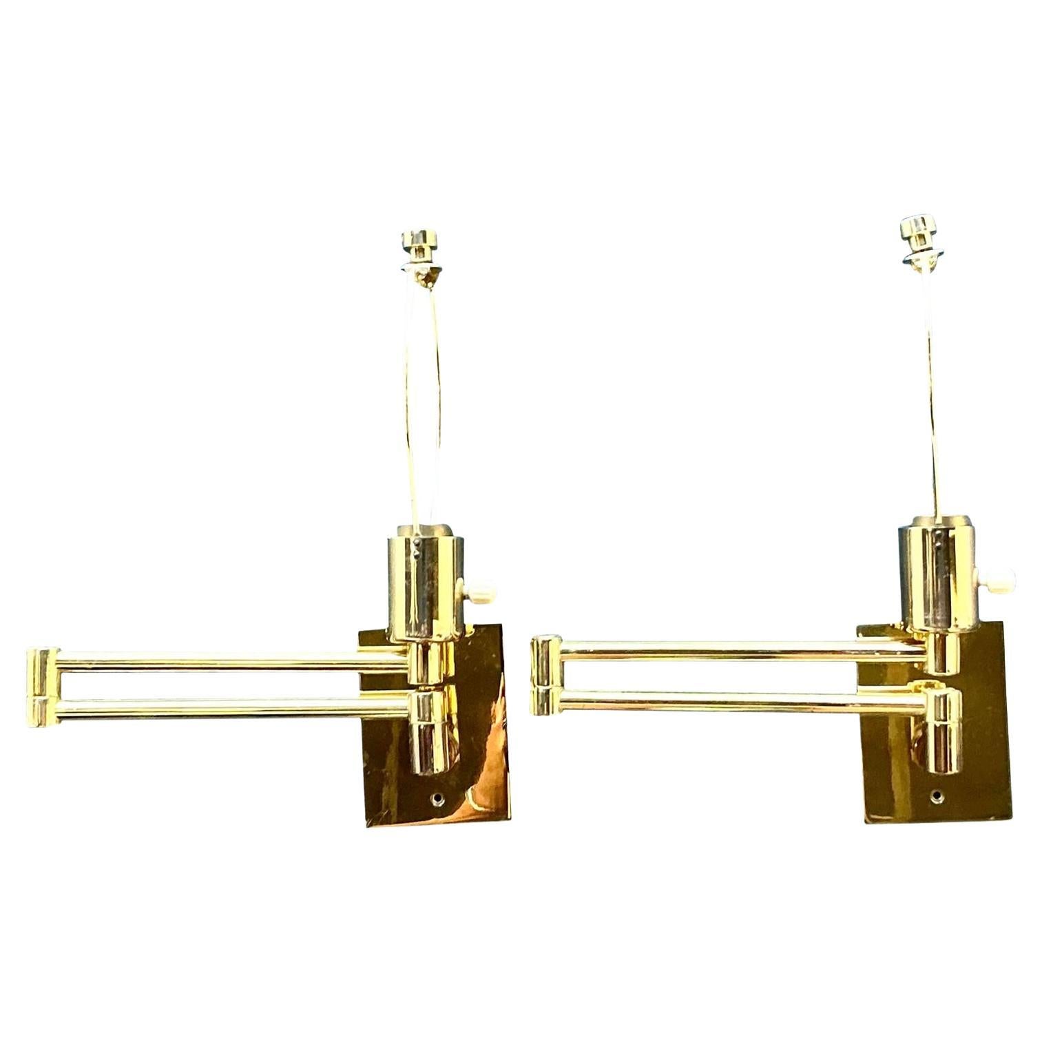 Vintage Regency Hansen Articulated Wall Sconce - A Pair For Sale