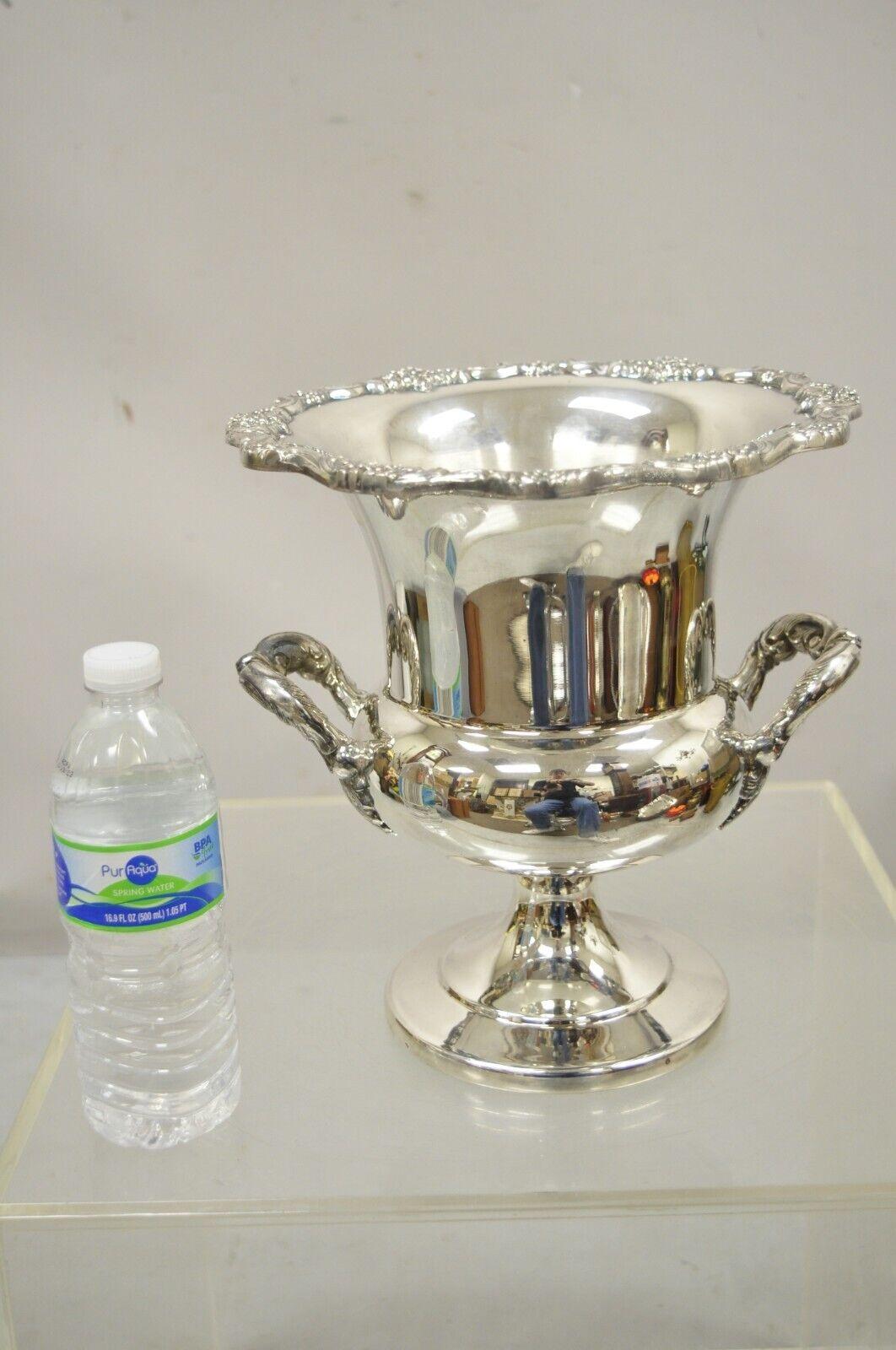 Vintage Regency Heavy Silver Plate Twin Handle Trophy Cup Champagne Ice Bucket 3
