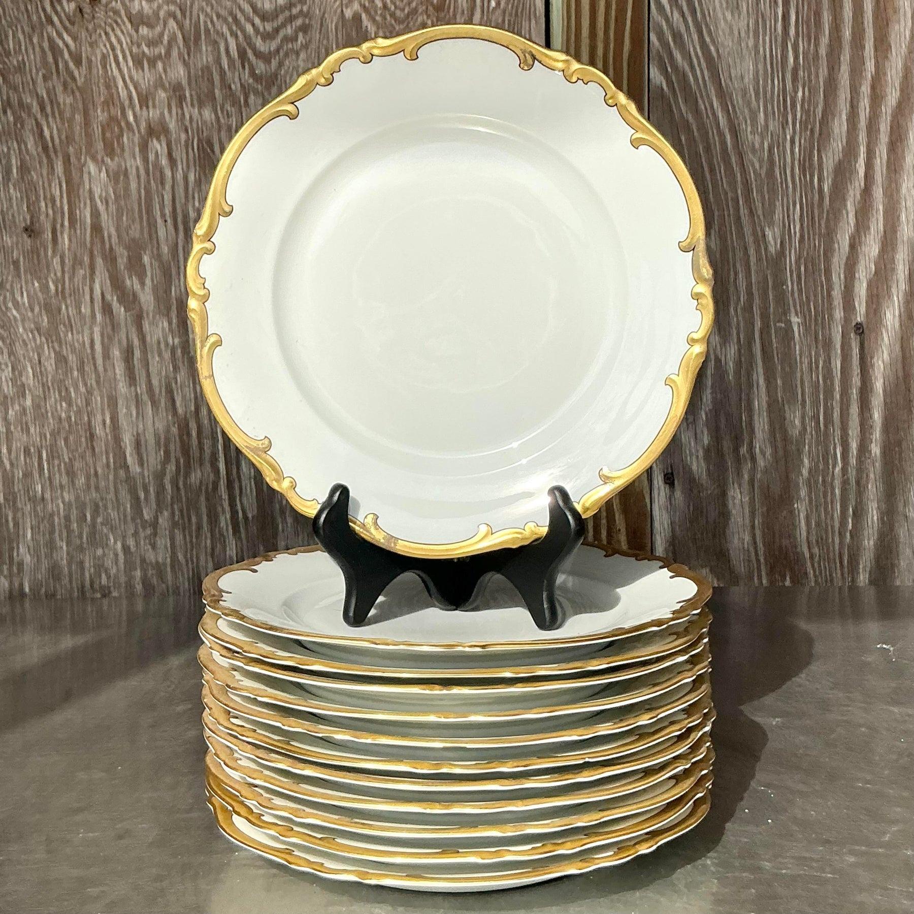 Vintage Regency Heinrich Bavaria Platos Dorados - Lote de 12 en Bueno estado para la venta en west palm beach, FL