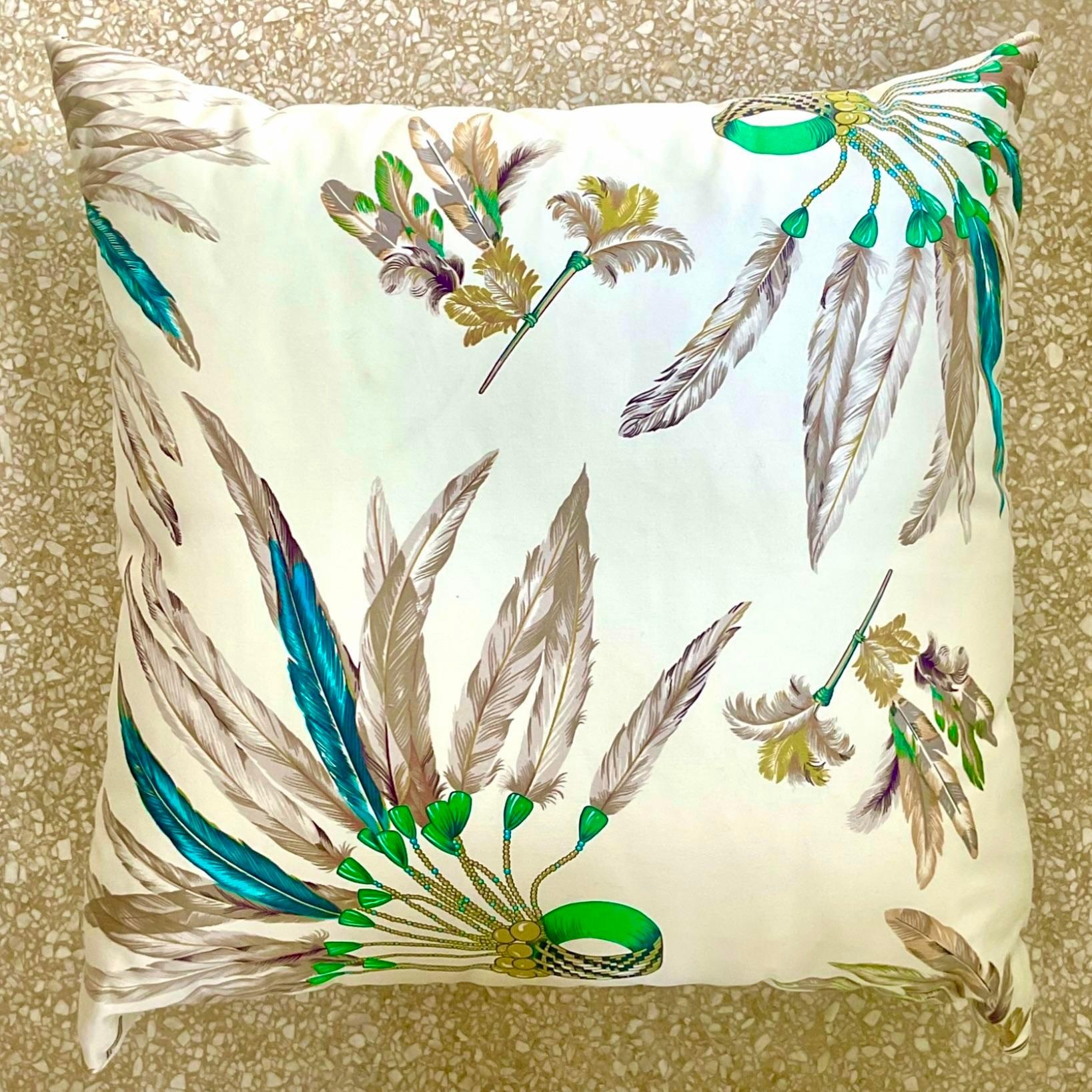 American Vintage Regency Hermes Printed Silk Throw Pillow