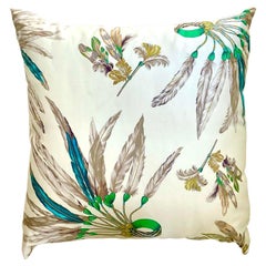 Vintage Regency Hermes Printed Silk Throw Pillow