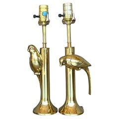 Vintage Regency Heyco Brass Bird Bird Lamps - a Pair