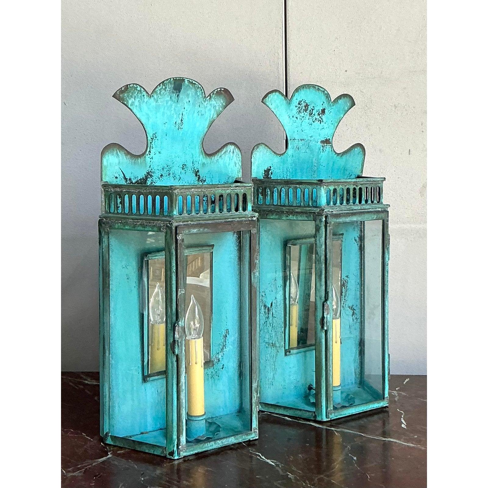 American Vintage Regency Hillbrook Collection Patinated Light Sconce - A Pair For Sale
