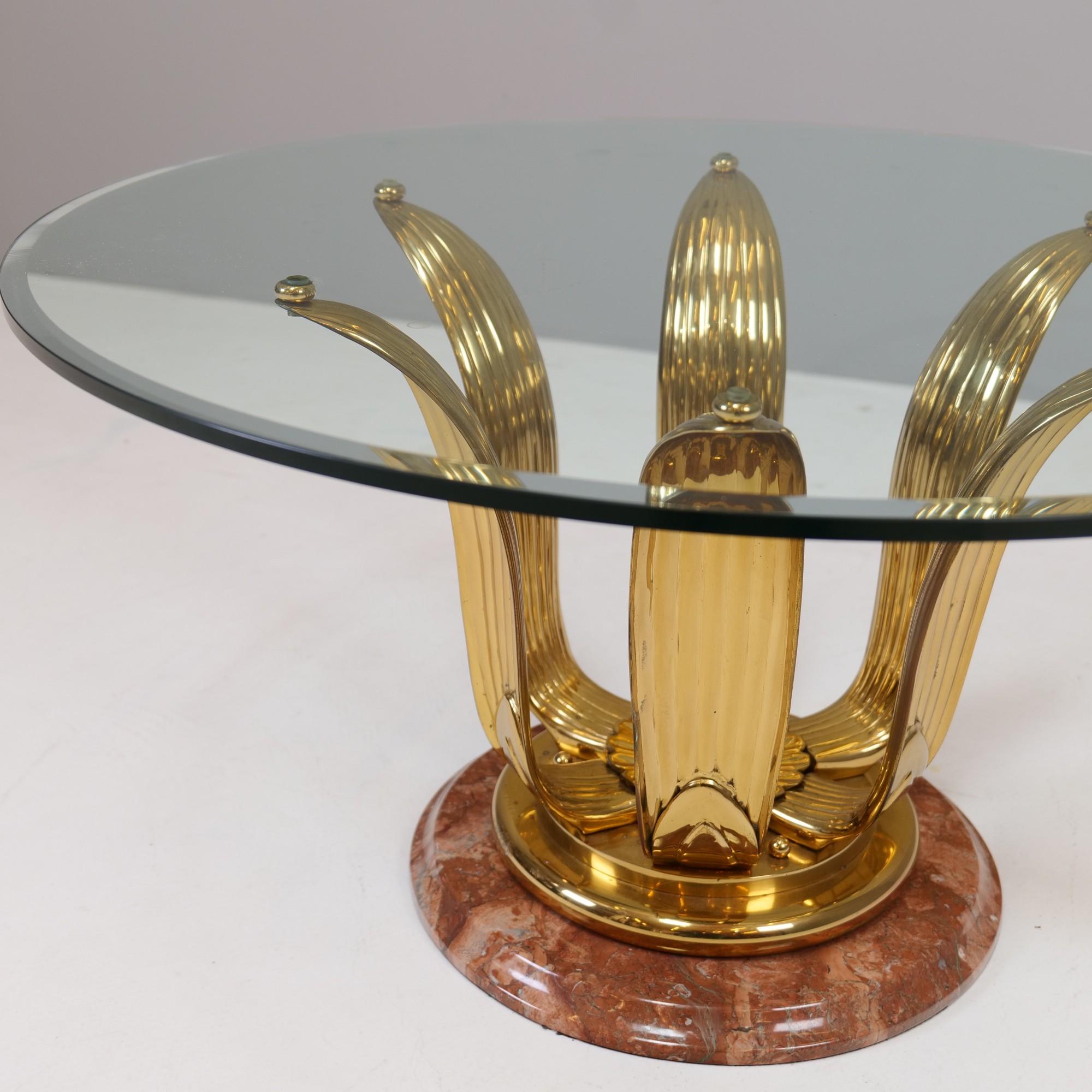 Faceted Vintage Regency Hollywood Coffee Table in Art Deco Style