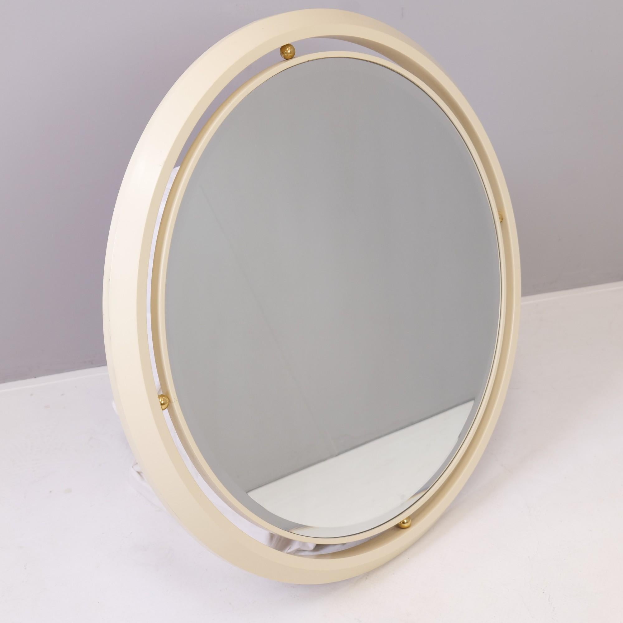 European Vintage Regency Hollywood Mirror in White with Facet Cut For Sale
