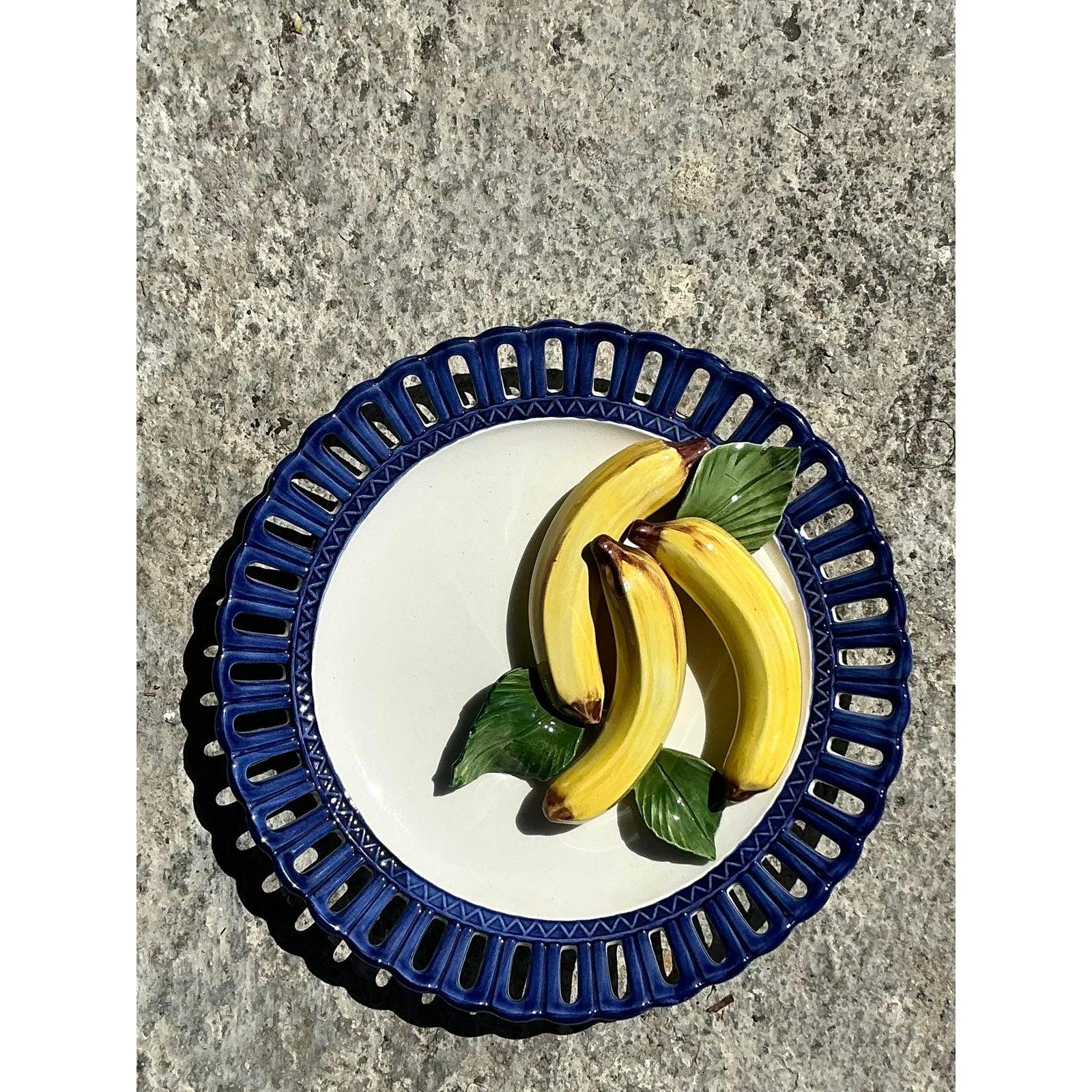 Assiette banane vintage Regency Horchow en céramique émaillée Bon état - En vente à west palm beach, FL