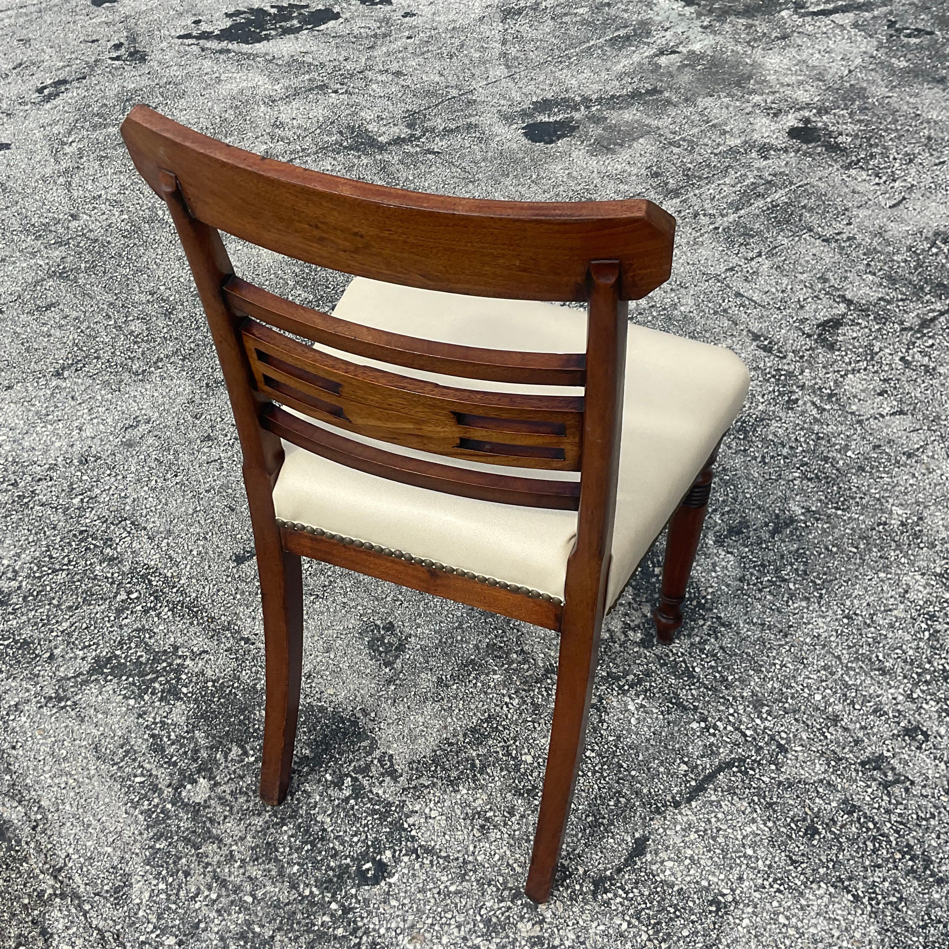 20th Century Vintage Regency Inlaid Mahogany Dining Chairs - Set of 8 For Sale