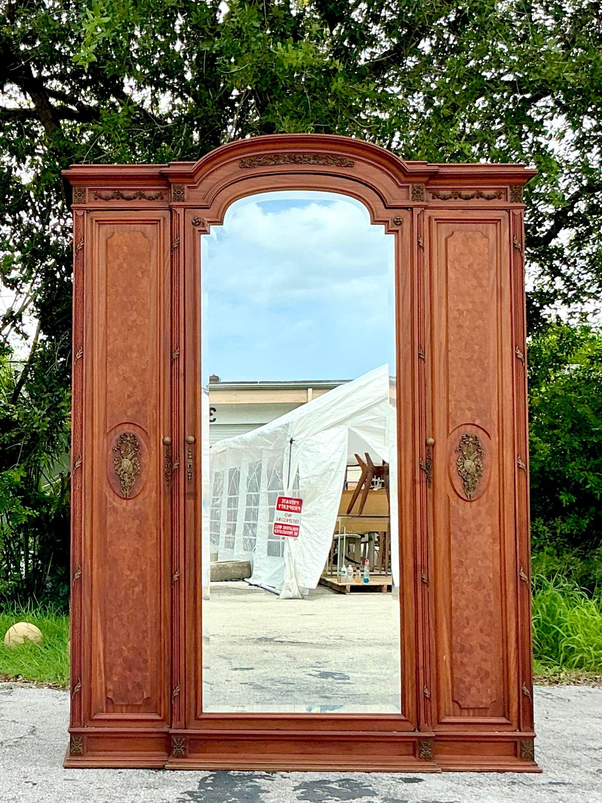 19th Century Vintage Regency Inlay and Ormolu Armoire