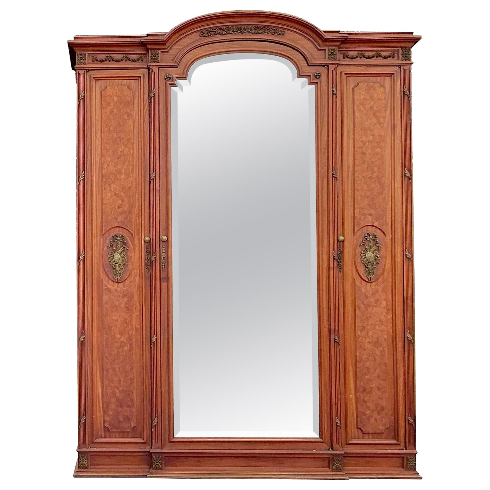 Vintage Regency Inlay and Ormolu Armoire