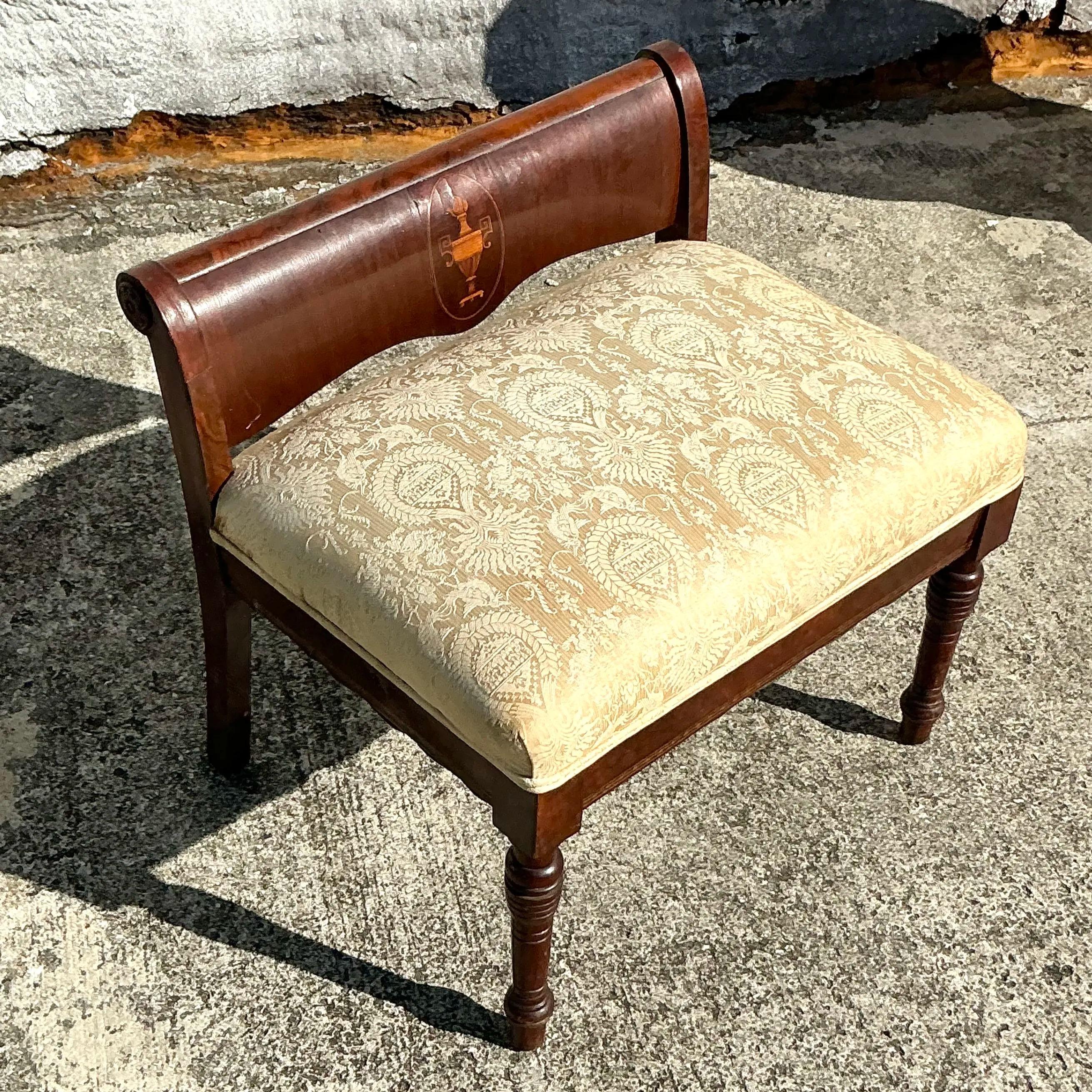 American Vintage Regency Inlay Bench For Sale