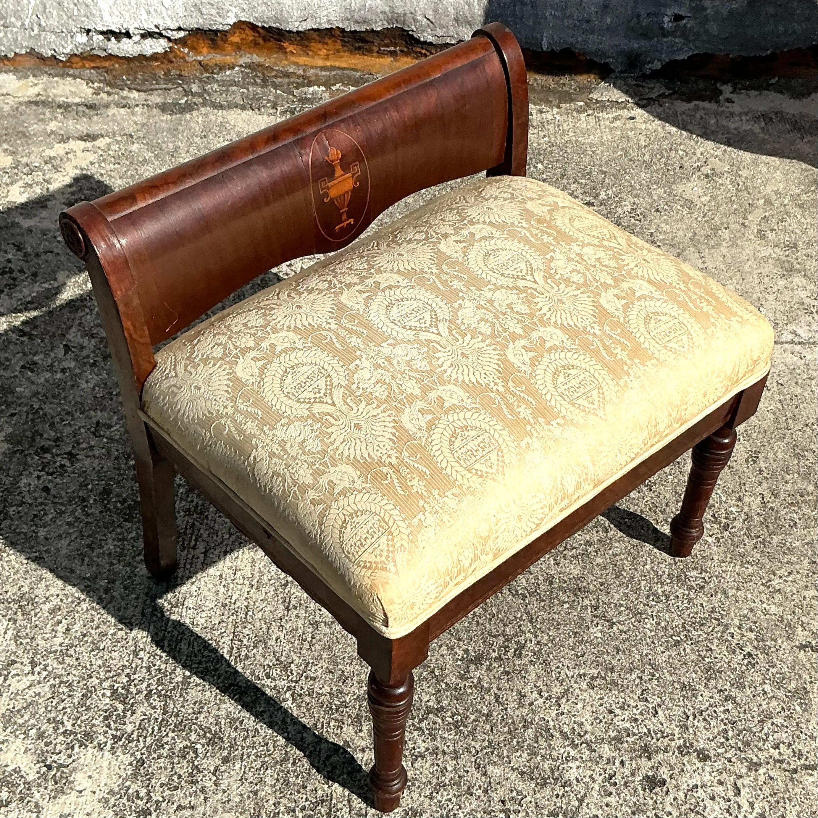 20th Century Vintage Regency Inlay Bench For Sale