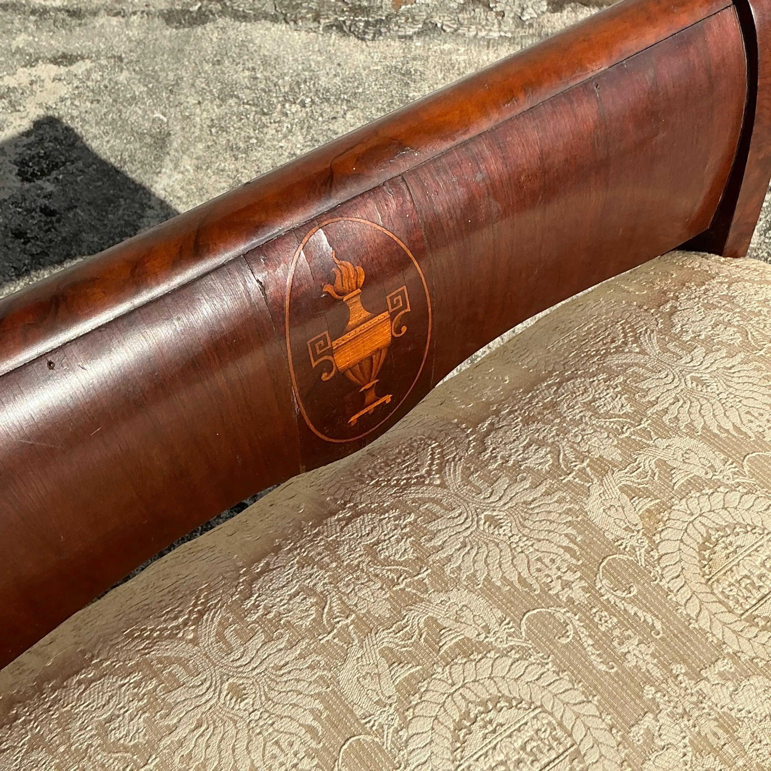 Wood Vintage Regency Inlay Bench For Sale