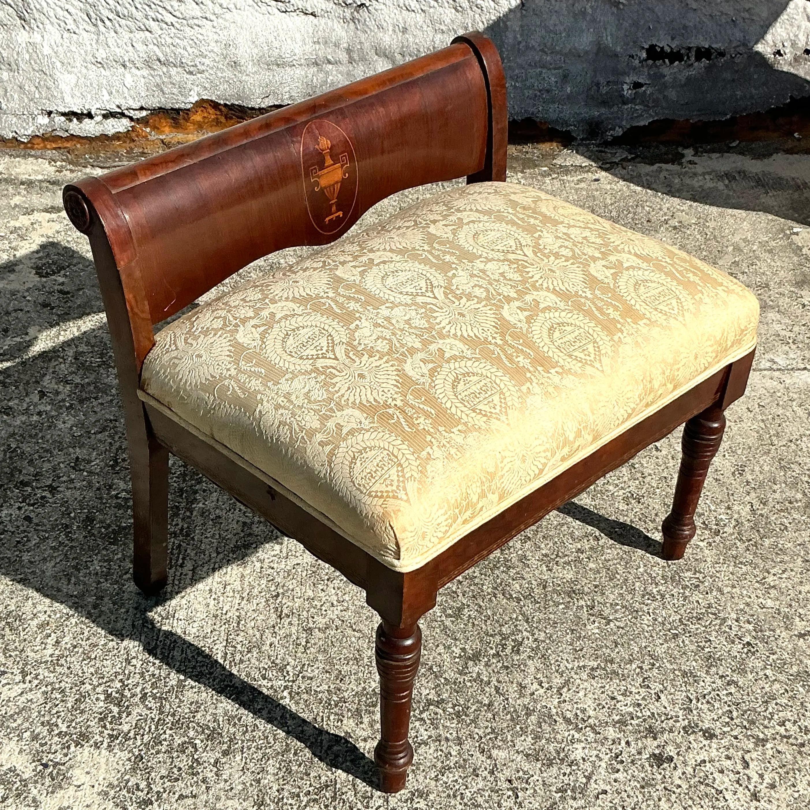 Vintage Regency Inlay Bench For Sale 1