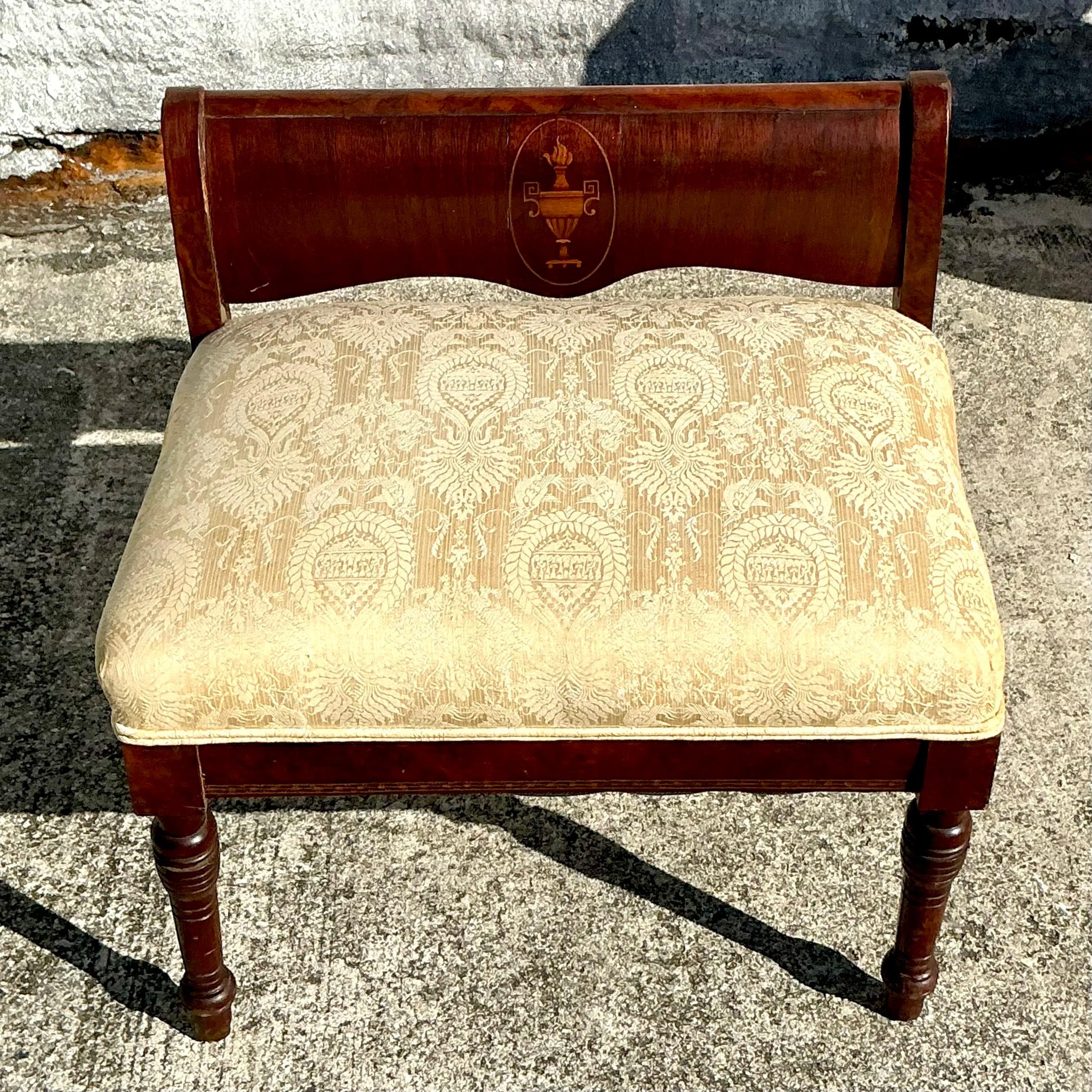 Vintage Regency Inlay Bench For Sale 2