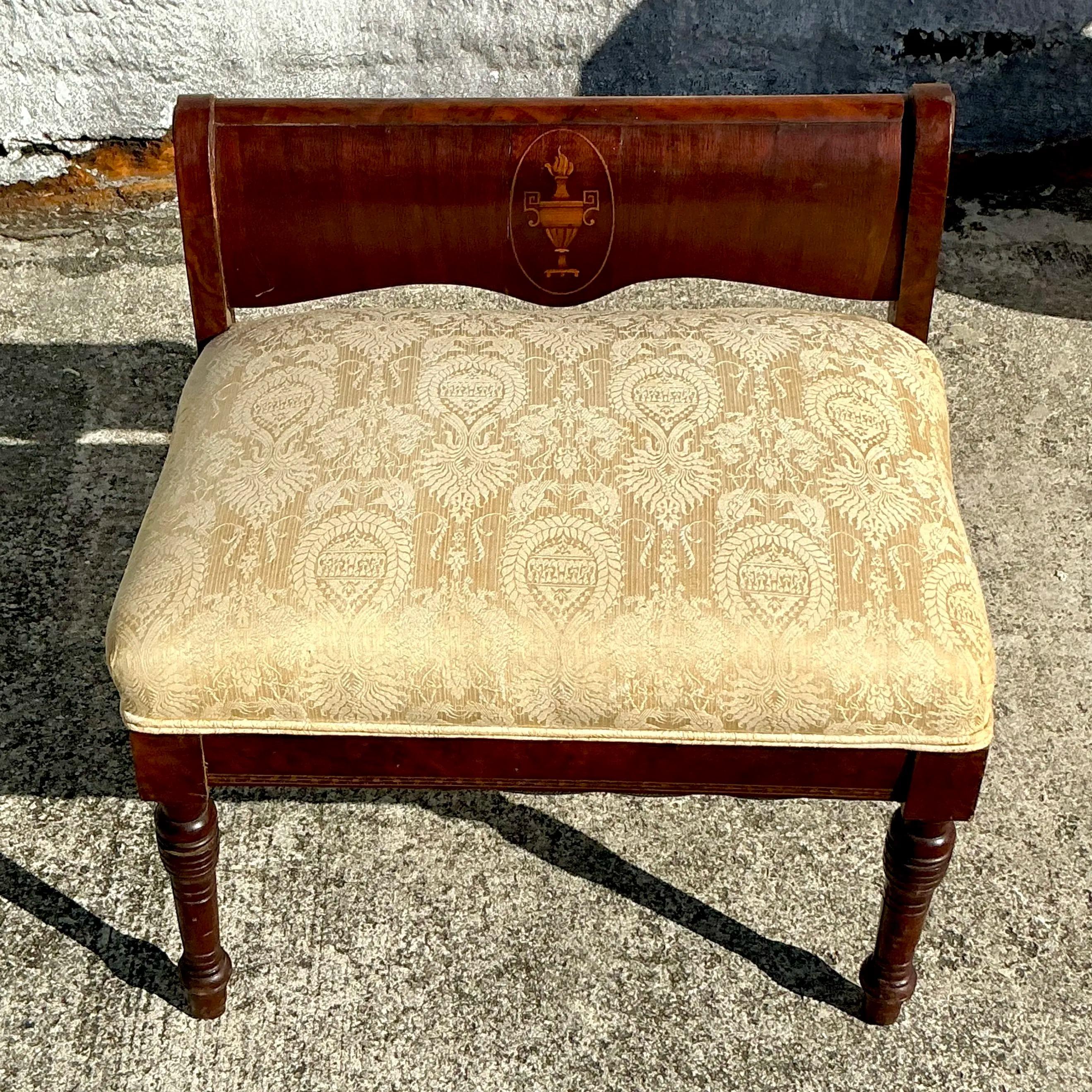 Vintage Regency Inlay Bench For Sale 3