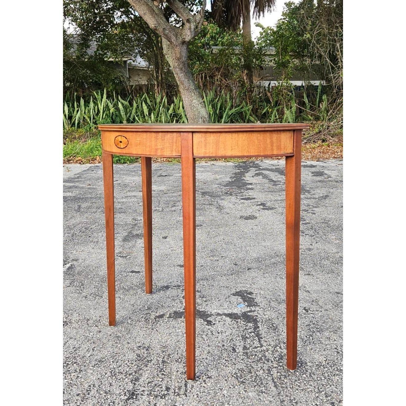 American Vintage Regency Inlay Demilune Table For Sale