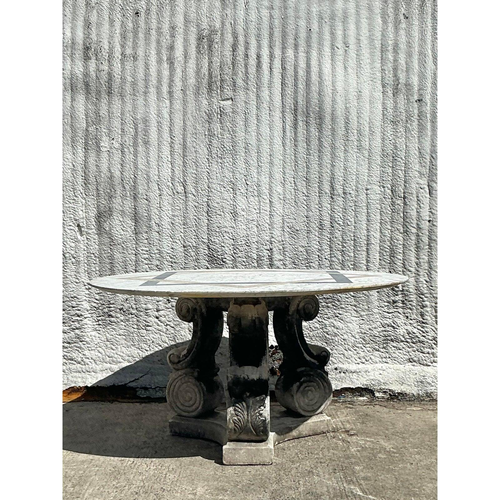 Américain Table Regency vintage en marbre incrusté en vente
