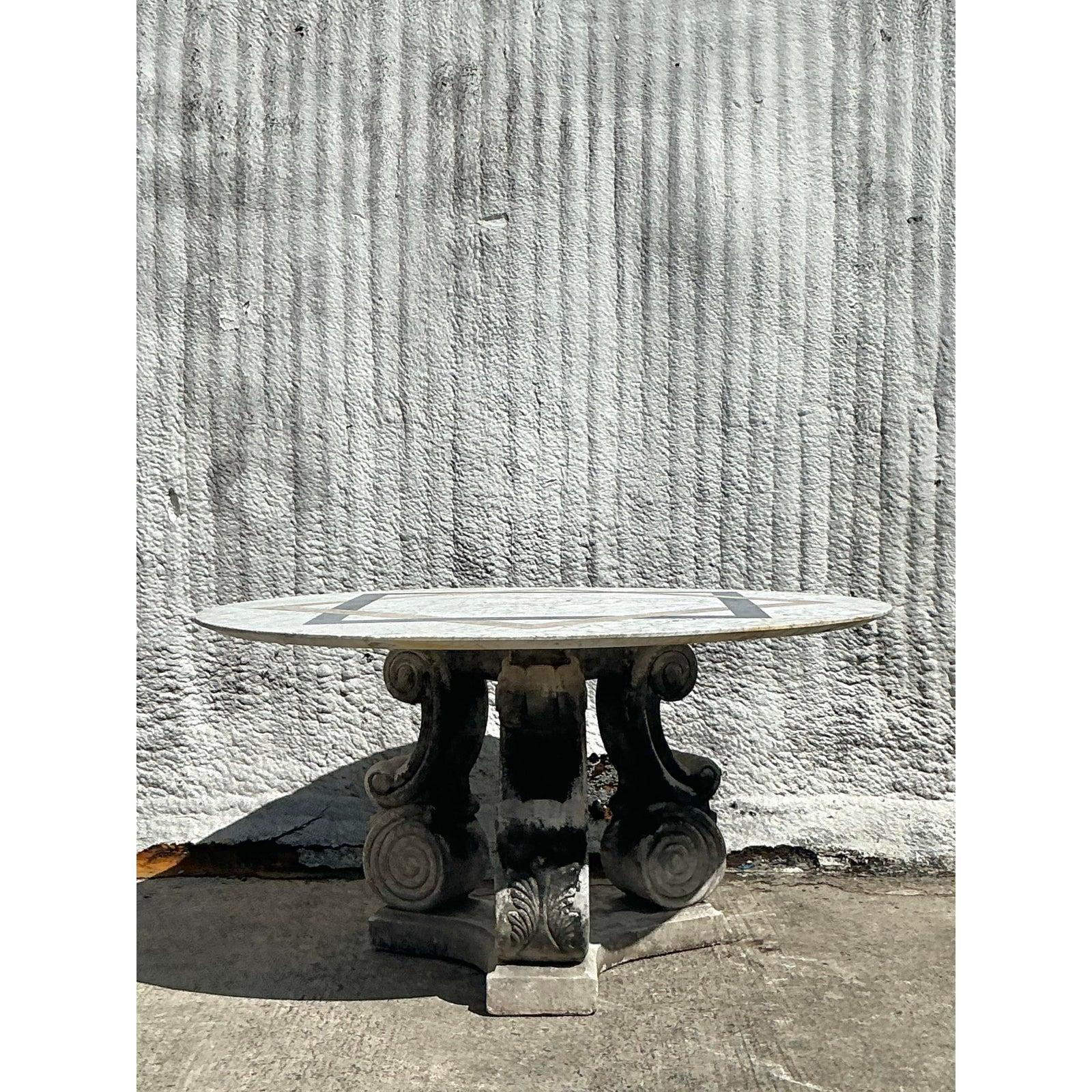Table Regency vintage en marbre incrusté Bon état - En vente à west palm beach, FL