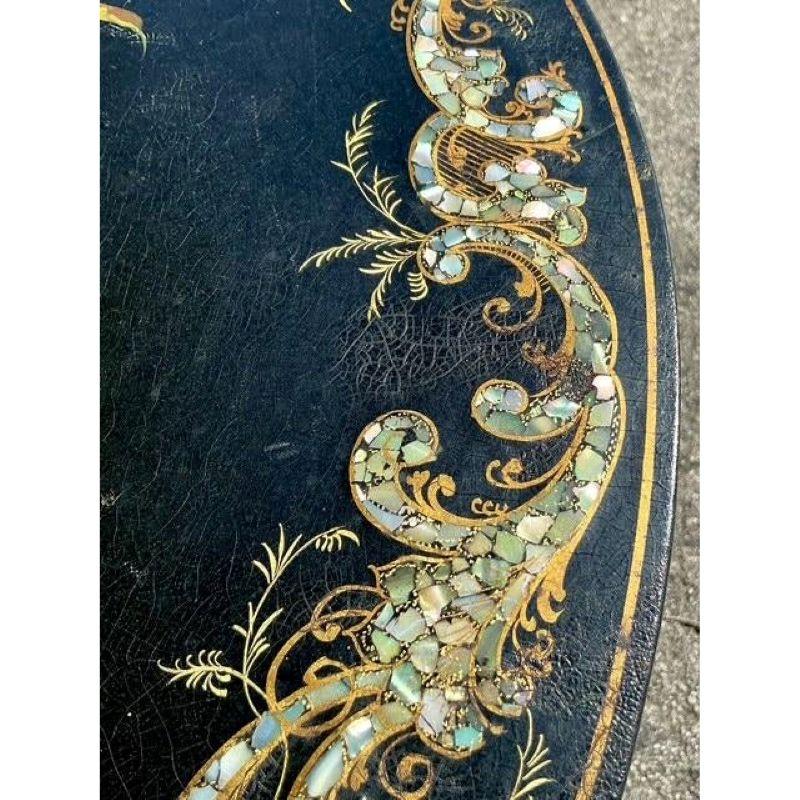 19th Century Vintage Regency Inlay Mother of Pearl Side Table For Sale