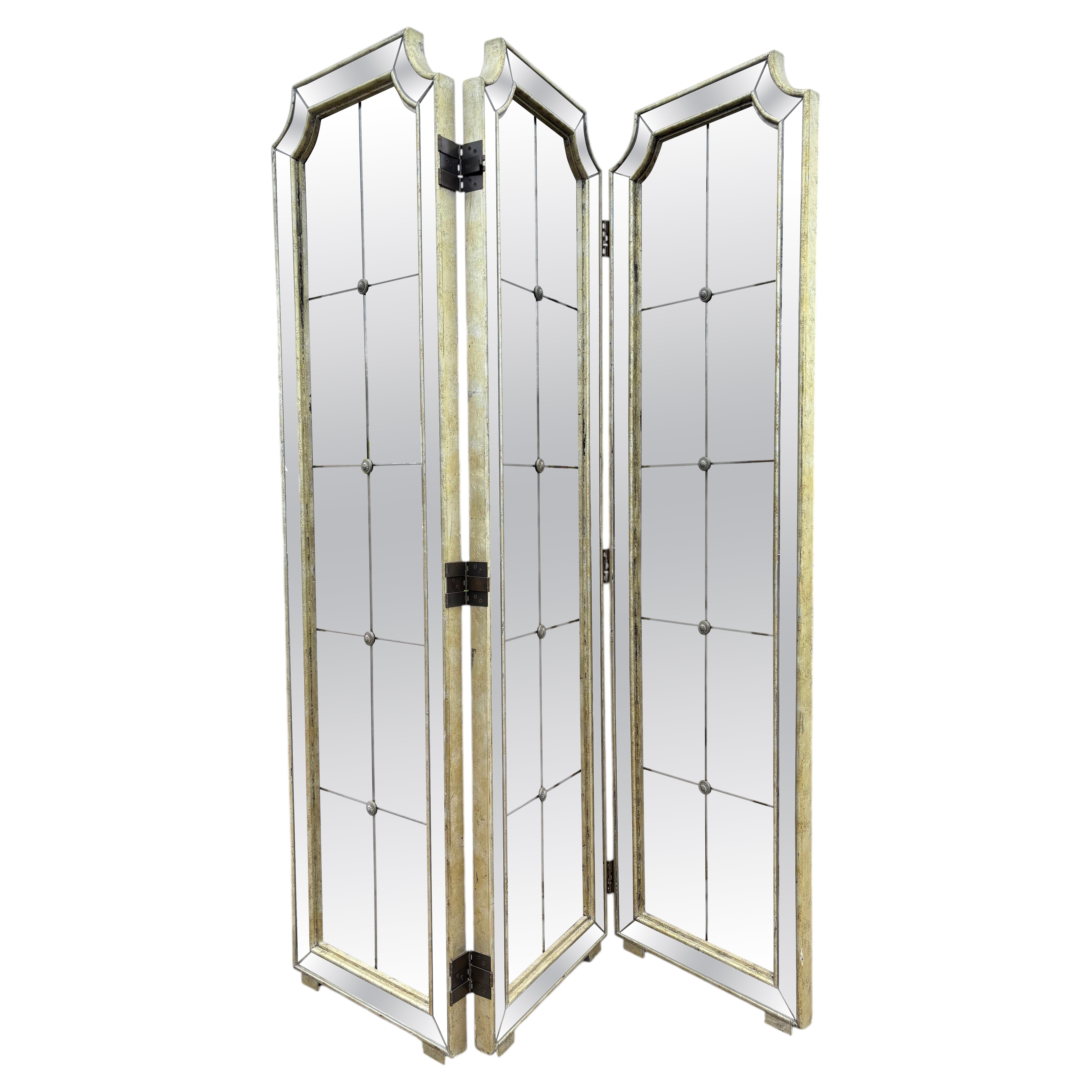Vintage Regency inspired antique mirrored folding screen