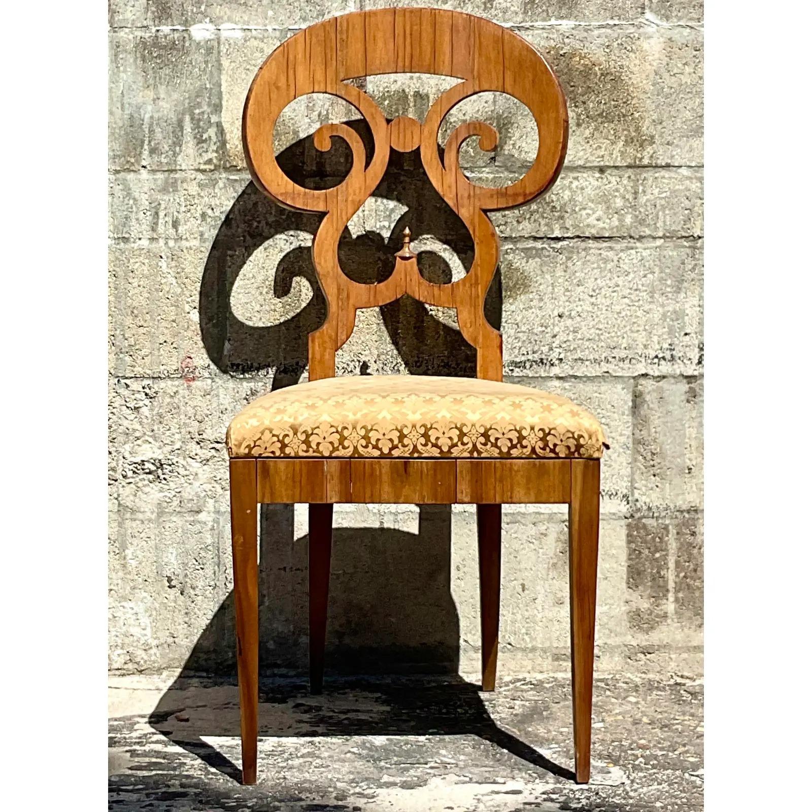 Mid-20th Century Vintage Regency Italian Burlwood Desk and Chair For Sale