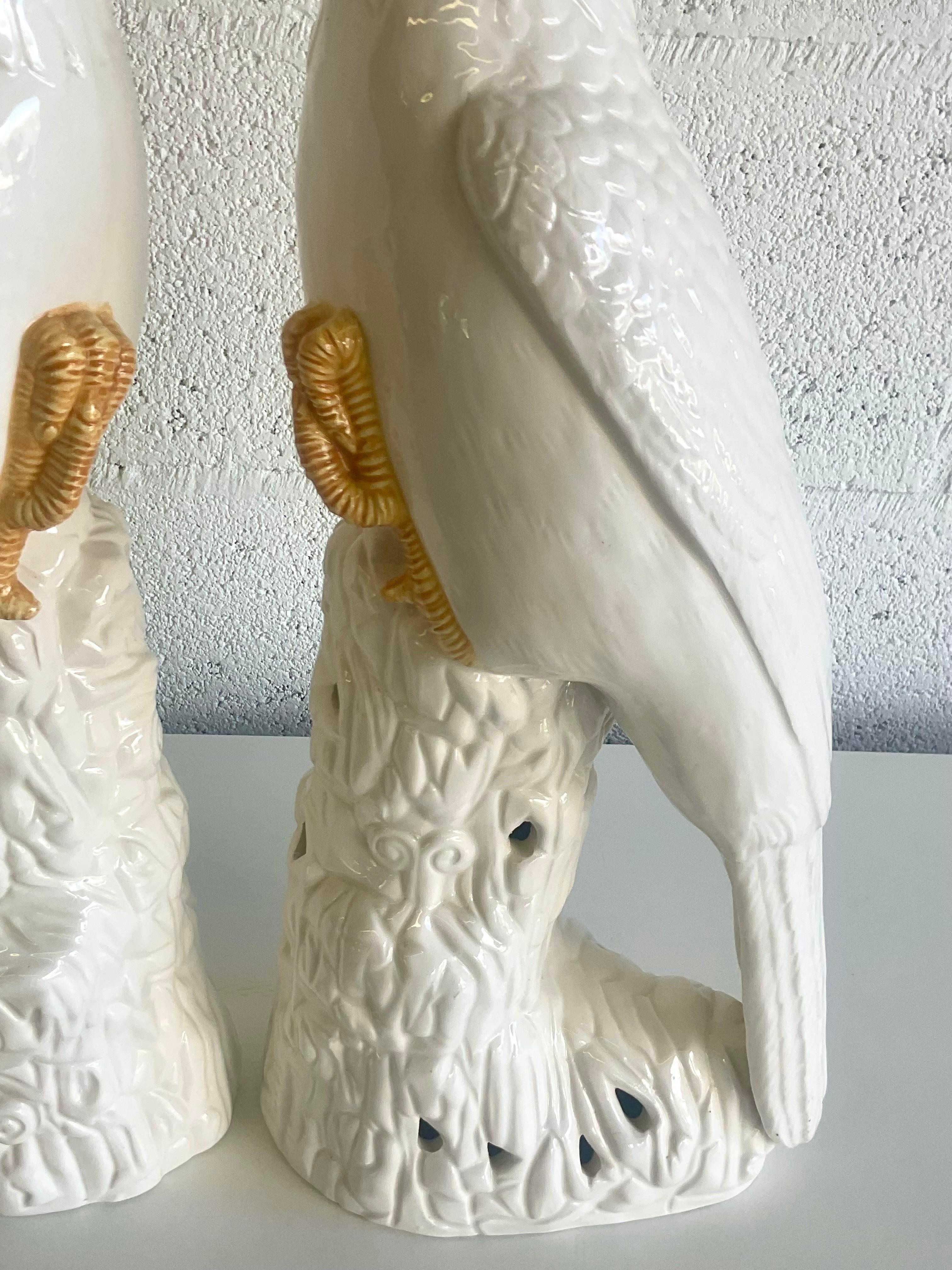 Vintage Regency Italian Glazed Ceramic Cockatoo - a Pair 4