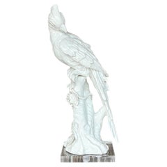 Vintage Regency Italian Glazed Ceramic Cockatoo Lamp