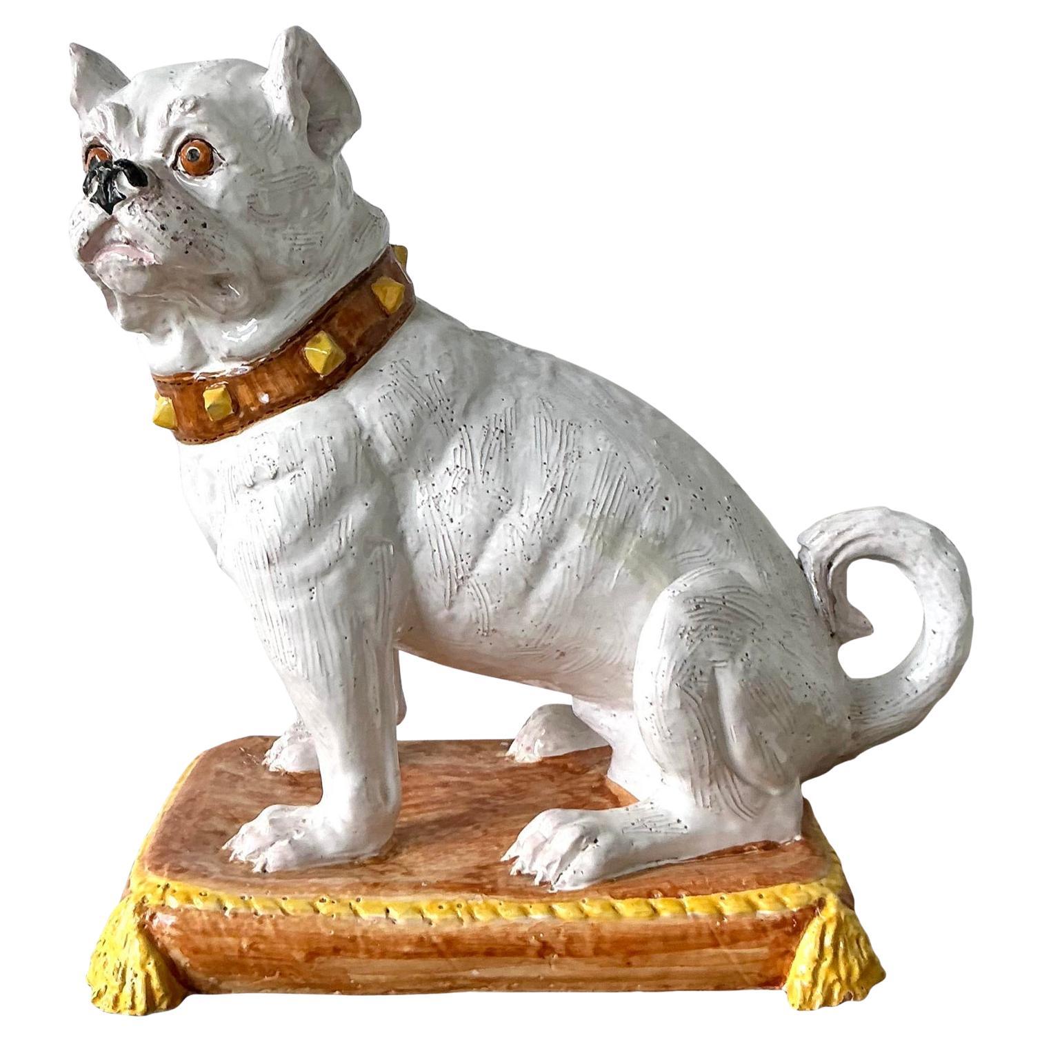 Vintage Regency Italian Glazed Ceramic Dog