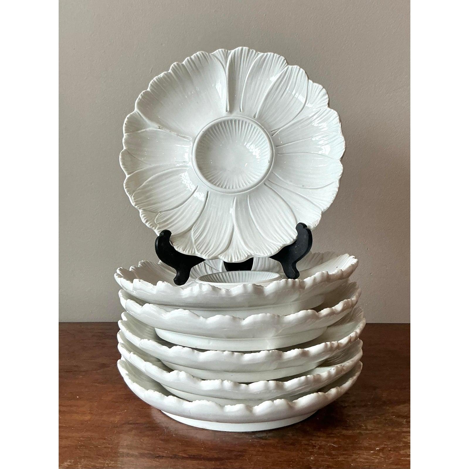 20th Century Vintage Regency Italian Glazed Ceramic Luncheon Plates - Set of 6 For Sale