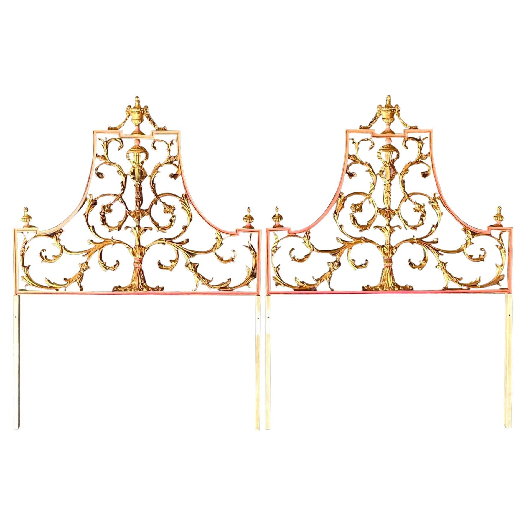 Vintage Regency Italienisch Palladio vergoldet Twin Kopfteile. - ein Paar