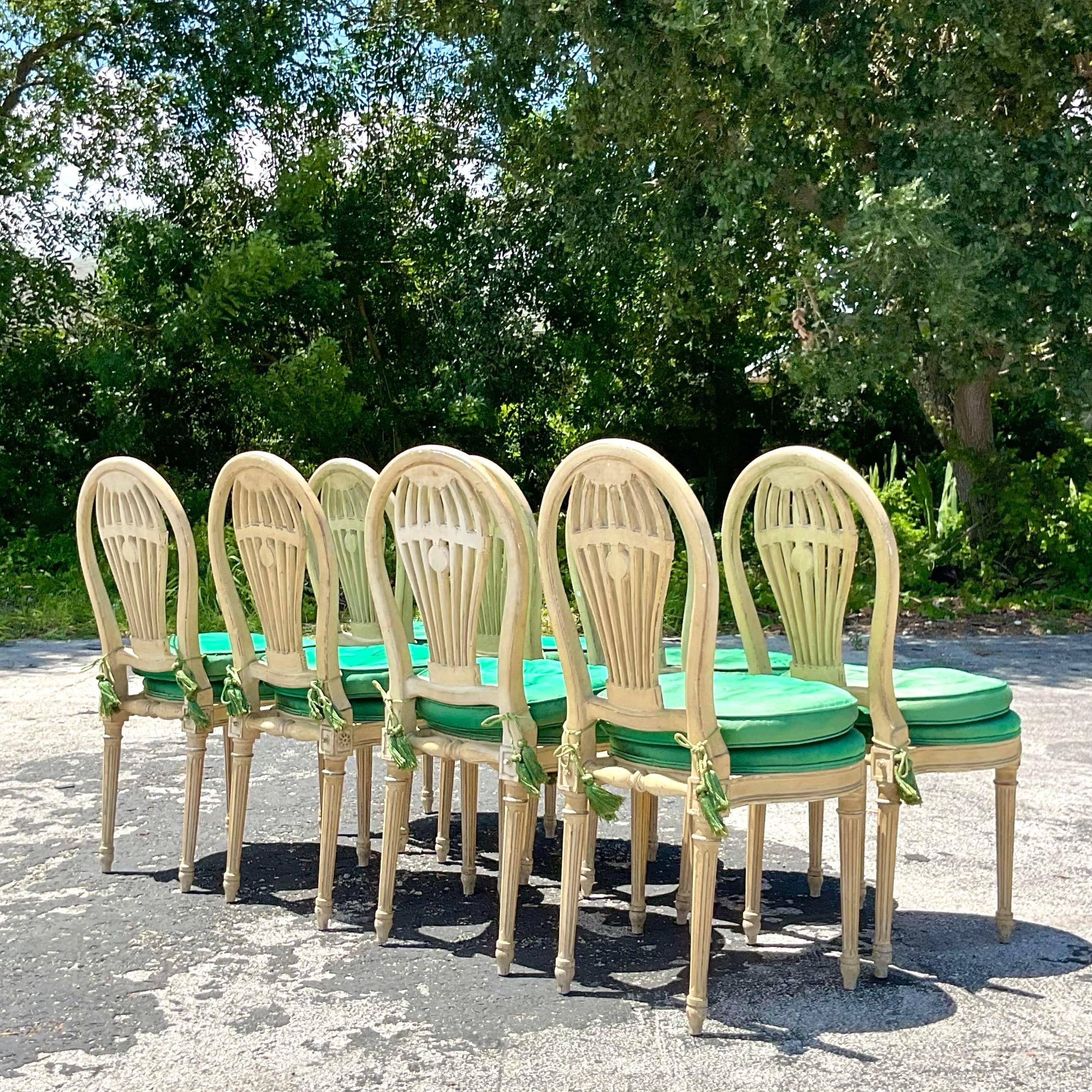 American Vintage Regency J. Gattuso and Sons Balloon Back Dining Chairs - Set of 8