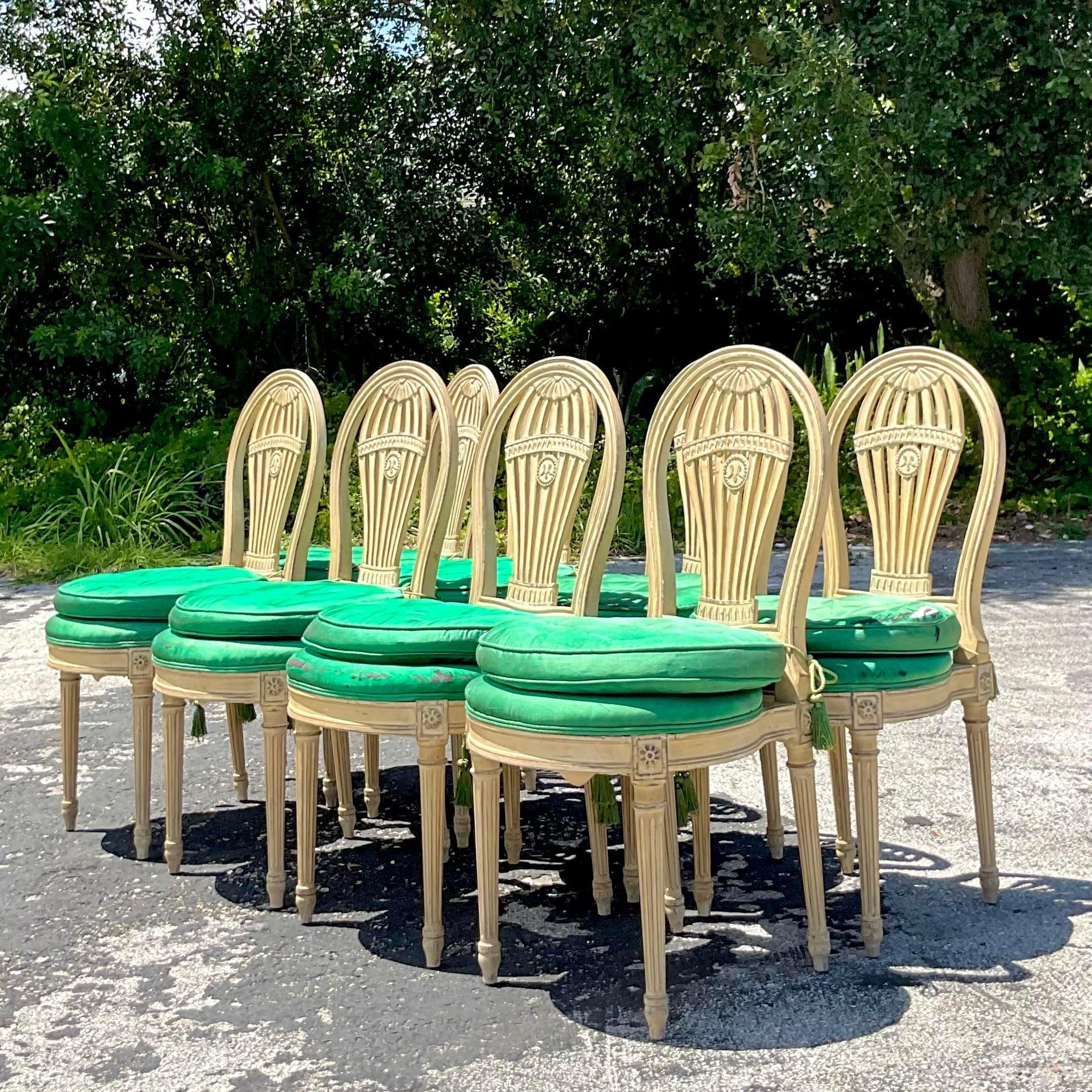 20th Century Vintage Regency J. Gattuso and Sons Balloon Back Dining Chairs - Set of 8