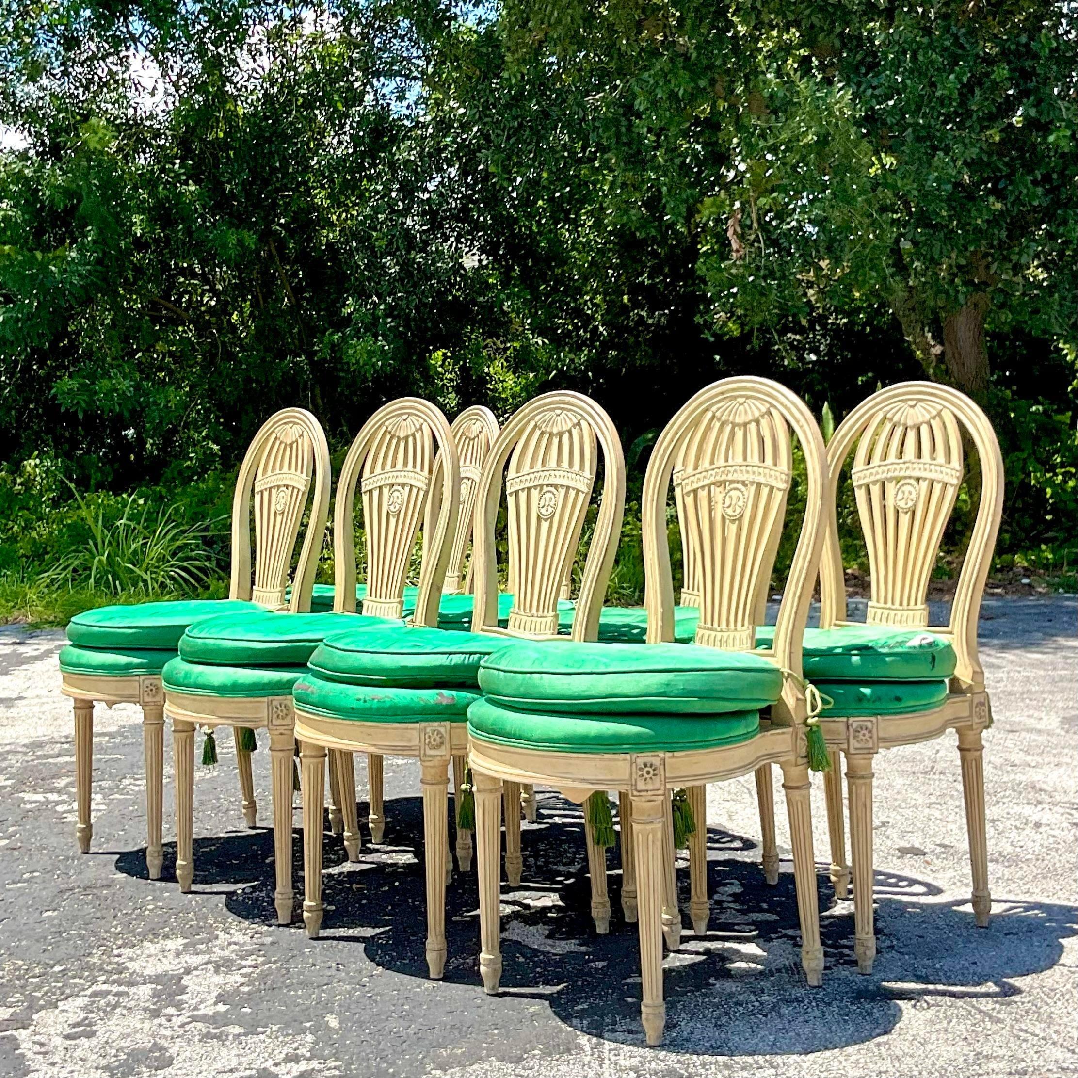 Vintage Regency J. Gattuso and Sons Balloon Back Dining Chairs - Set of 8 1