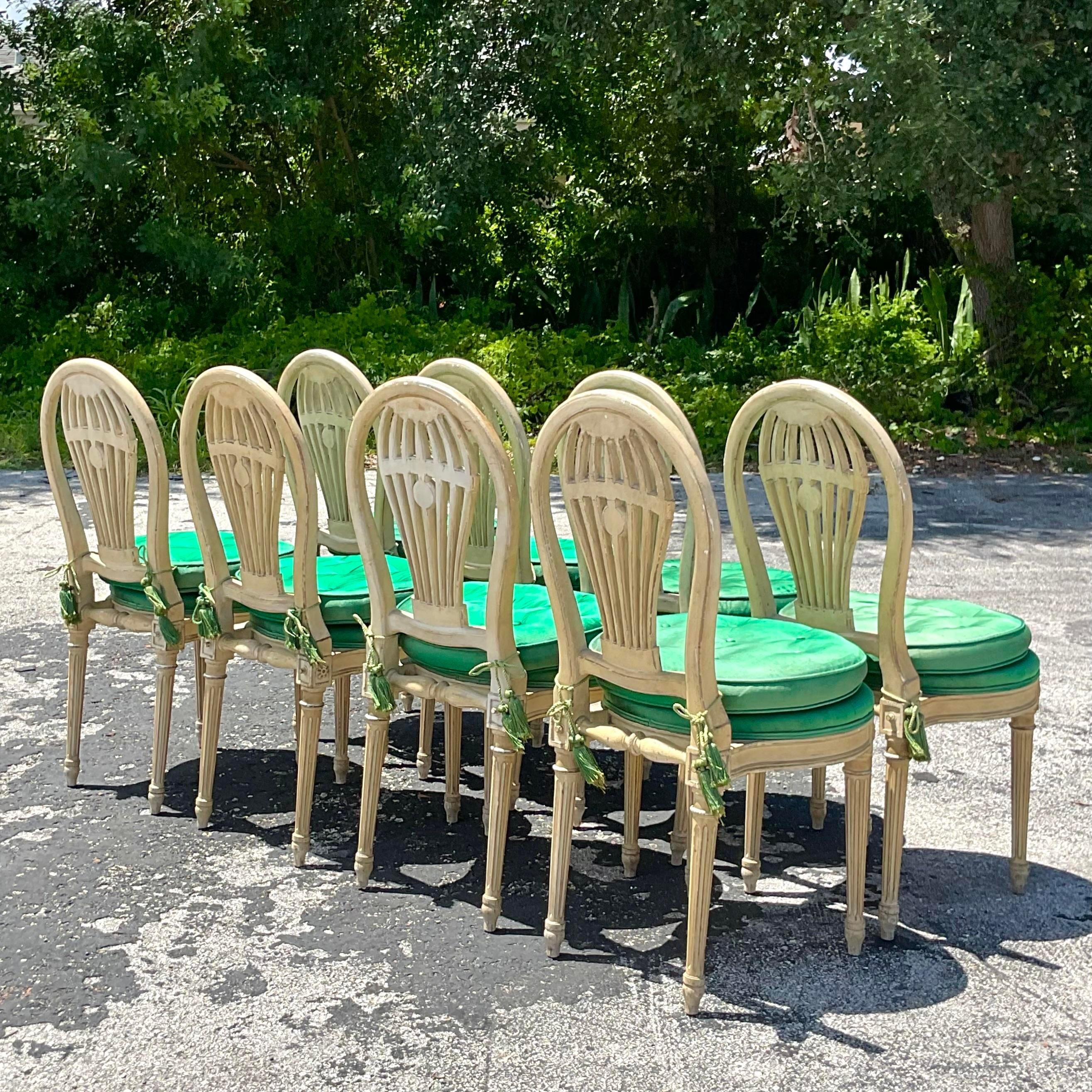 Vintage Regency J. Gattuso and Sons Balloon Back Dining Chairs - Set of 8 2