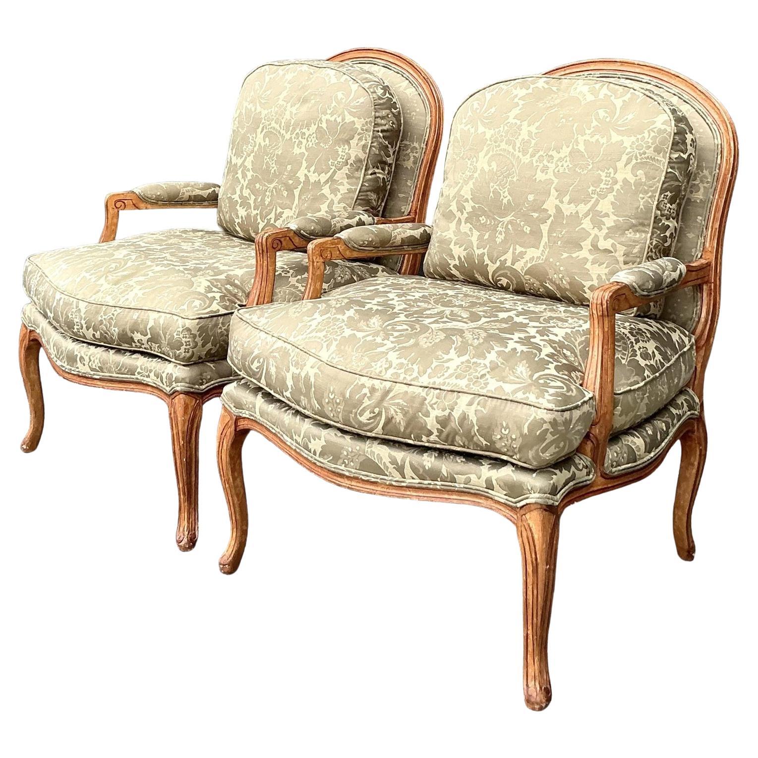 Sedie Fauteuil Jacquard Regency d
epoca - Una coppia