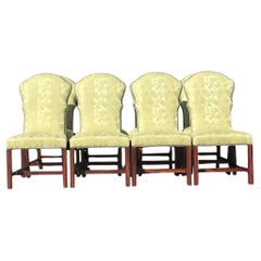 Vintage Regency Jacquard Nailhead Dining Chairs - Set of 8