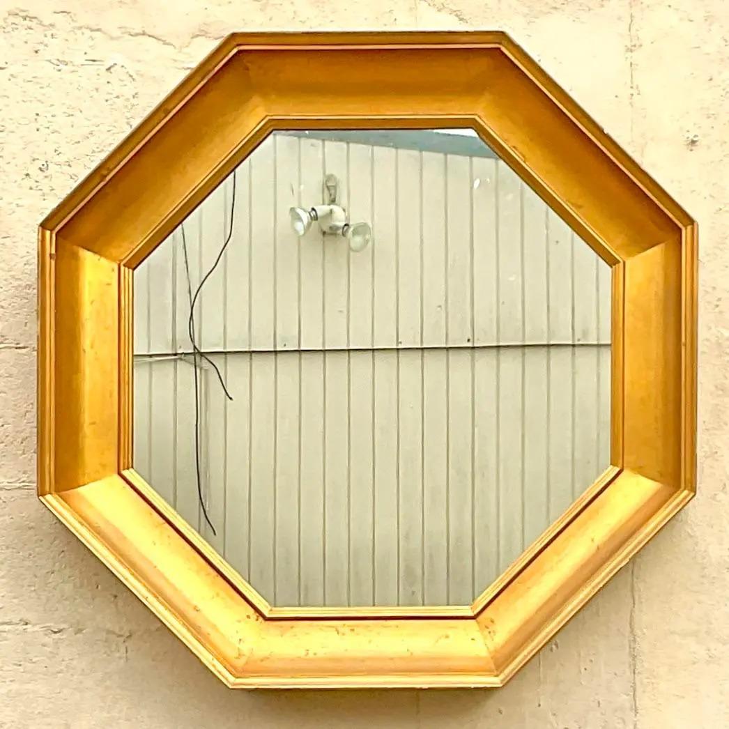 Vintage Regency John Widdecomb Gilt Octagon Mirror For Sale 4