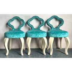 Vintage Regency Keyhole Barstools - Set of 3