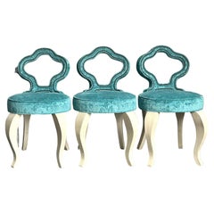 Vintage Regency Keyhole Barstools - Set of 3