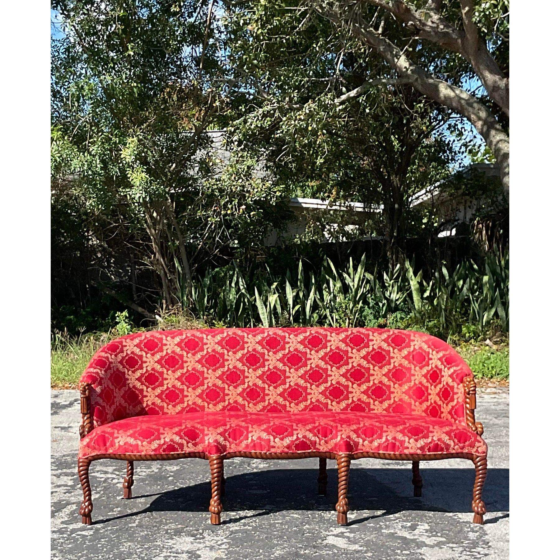 Sofá Vintage Regency de Nudos y Cuerdas siglo XX en venta