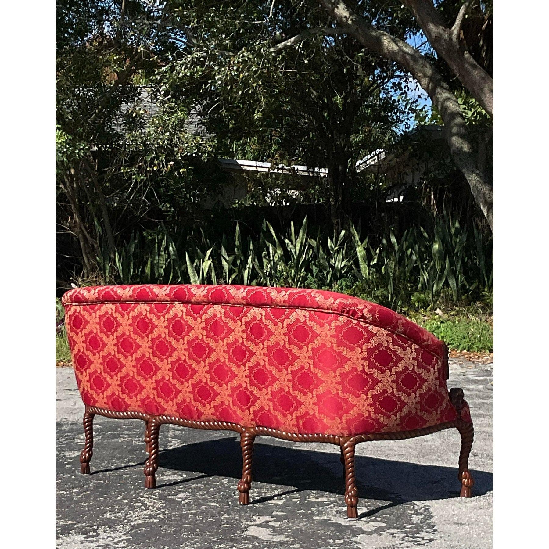 Sofá Vintage Regency de Nudos y Cuerdas Tela en venta