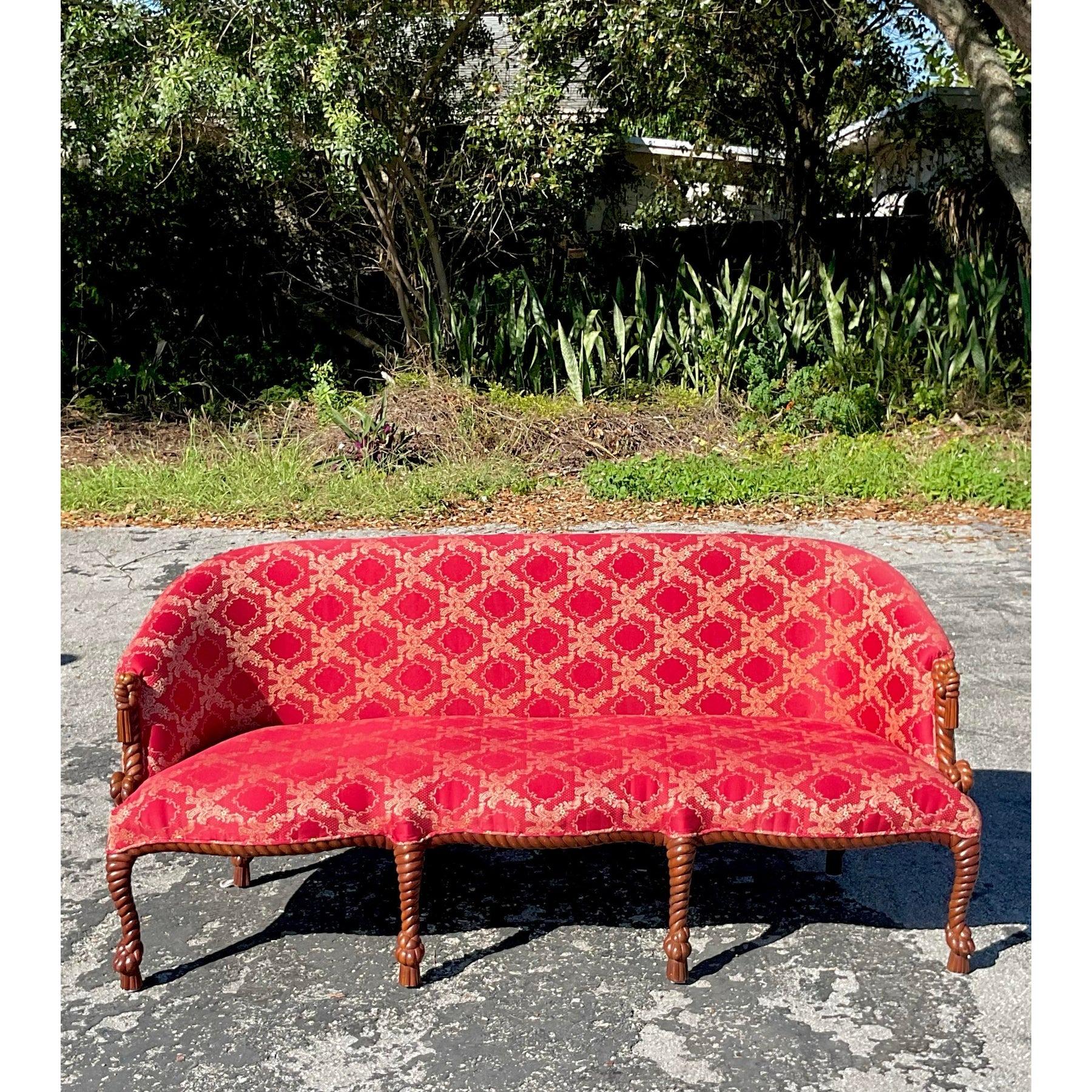 Sofá Vintage Regency de Nudos y Cuerdas en venta 1