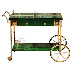 Vintage Regency Lacquered Bar Cart After Aldo Tura