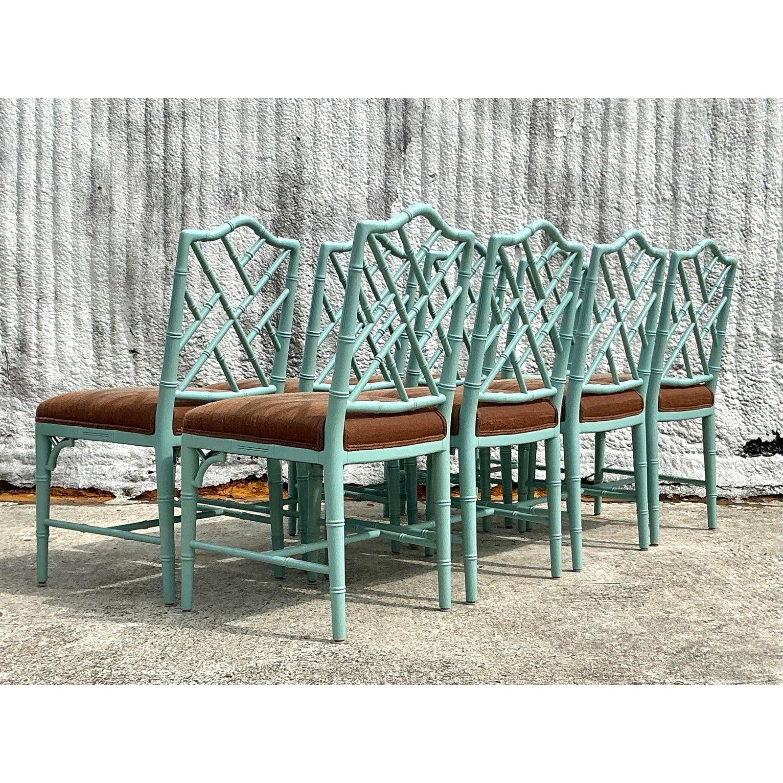 Americano Sedie da pranzo Chippendale cinesi laccate vintage Regency - Set di 8 sedie in vendita