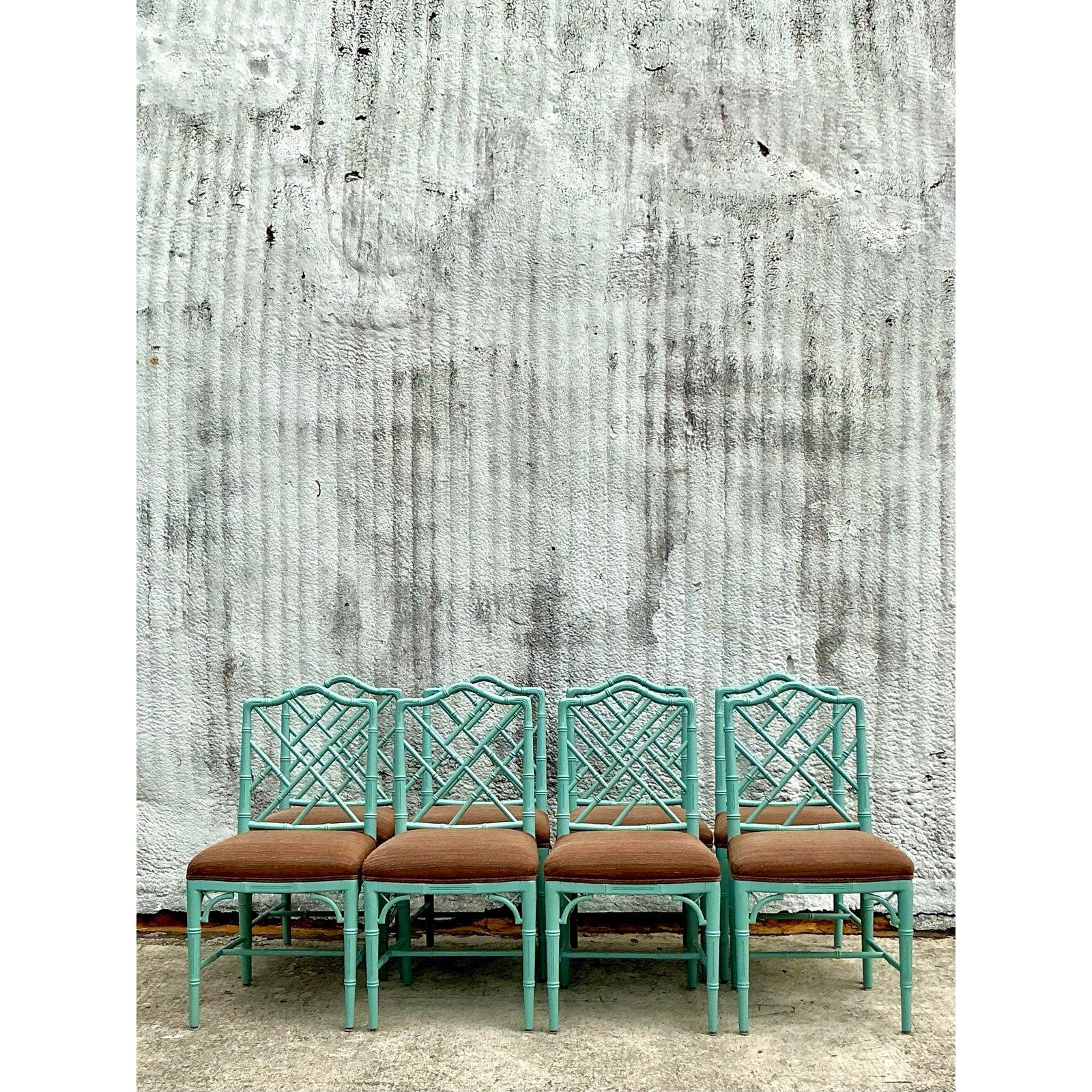 Sedie da pranzo Chippendale cinesi laccate vintage Regency - Set di 8 sedie In condizioni buone in vendita a west palm beach, FL