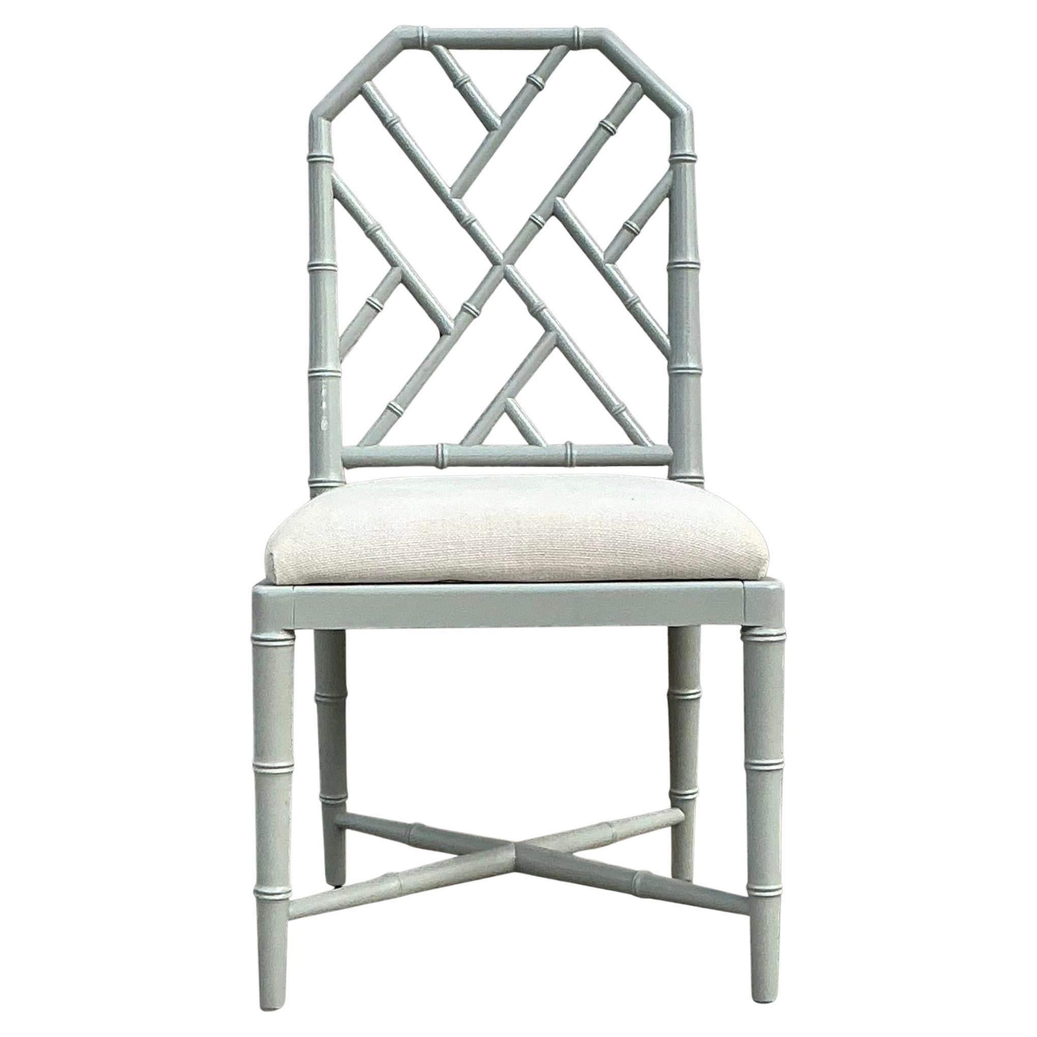 Vintage Regency Lacquered Chinese Chippendale Side Chair
