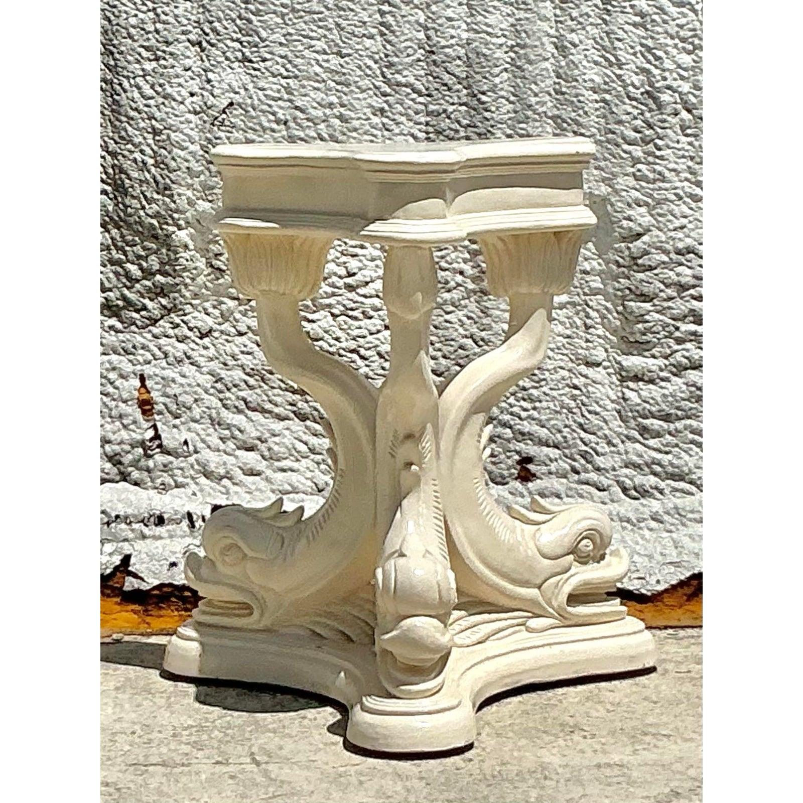 Piedistallo da tavolo Delfino laccato vintage Regency in vendita 1