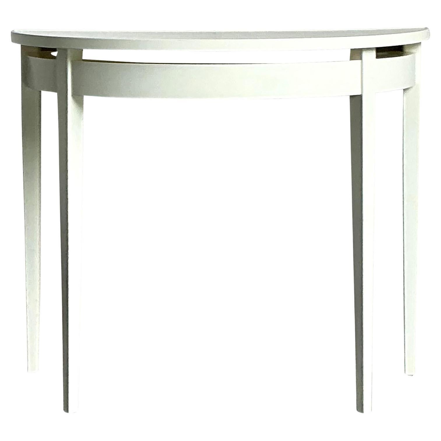 Vintage Regency Lacquered Grasscloth Demilune Table