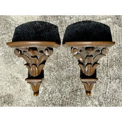 Vintage Regency lackiert Lorbeerblatt Klammern - ein Paar