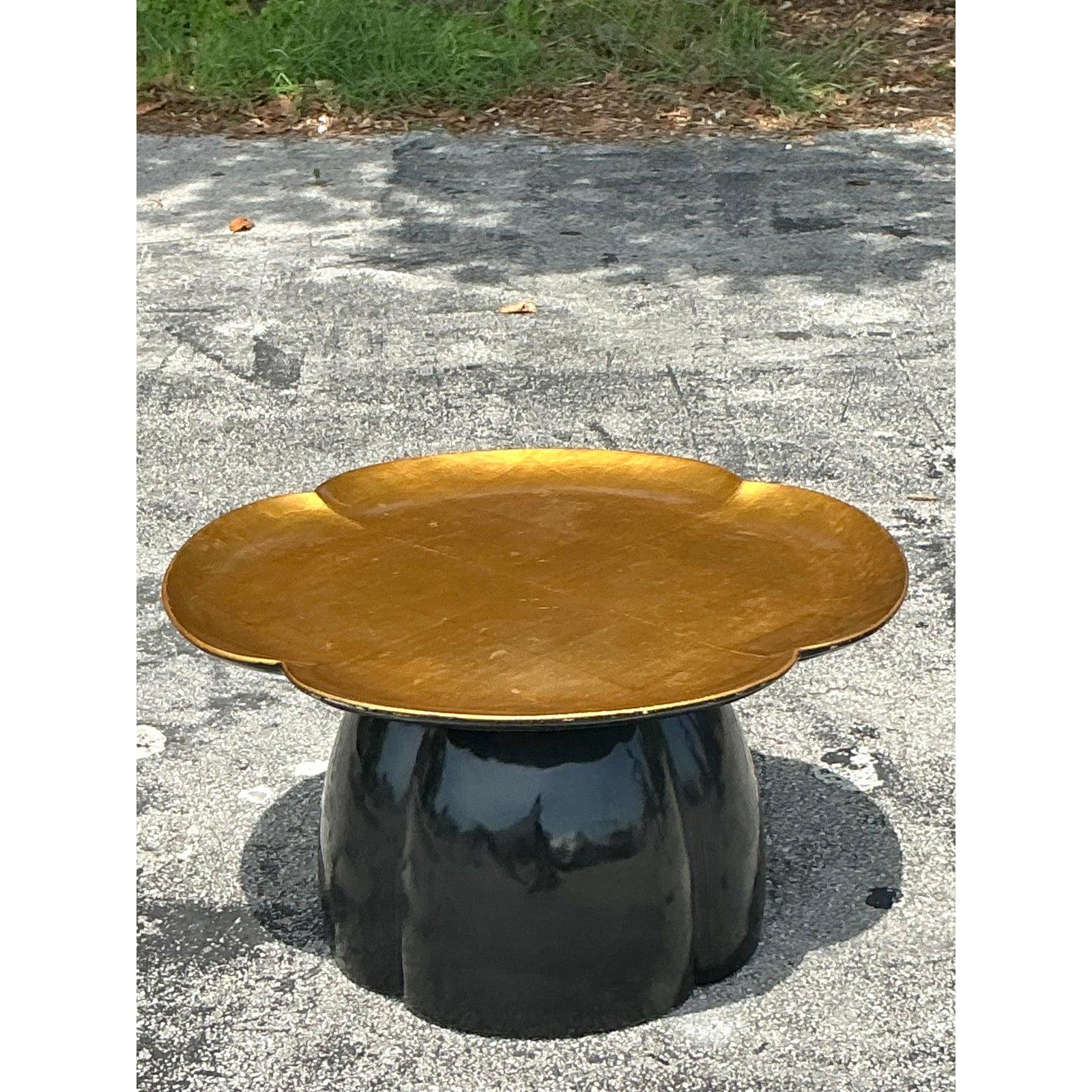 Hollywood Regency Vintage Regency Lacquered Lotus Coffee Table For Sale